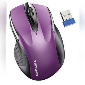 Tecknet Wireless Cordless Optical Mouse M003 Purple Open Box Complete W/Manual.